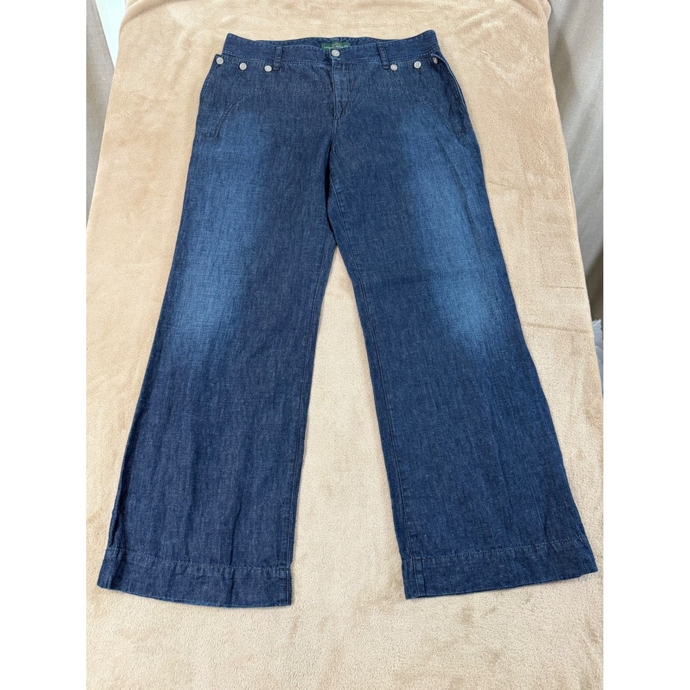 Lauren Ralph Lauren Jeans Co Wide Leg Sailor Pants Women‎ Size 14 Dark Wash EUC